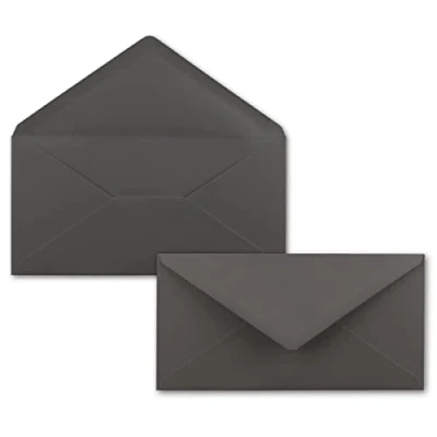 Imagen de FarbenFroh Sobres, 50 unidades, color gris oscuro/antracita, longitud DIN, 110 x 220 mm (11 22 cm), adhesivo húmedo, sin ventana, ideales para tarjetas de invitación