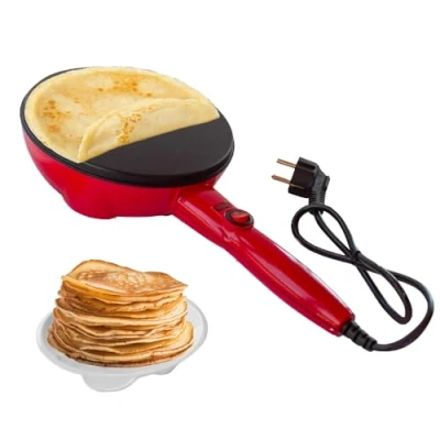 Imagen de BEHOME Crepera Eléctrica con mango 800W Sarten Antiadherente, Pies Antideslizantes y Placa Crepera, Diámetro 20 cm para dulce salado