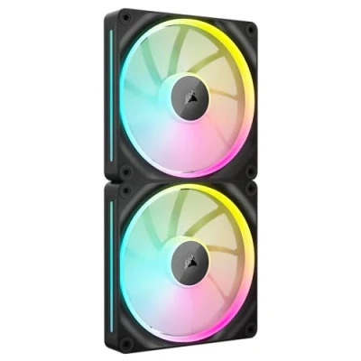 Imagen de CORSAIR iCUE Link LX140 RGB 140 mm PWM Ventiladores Paquete Doble Lazos de Luz Duales Incluye Hub Sistema Tecnología AirGuide Negro