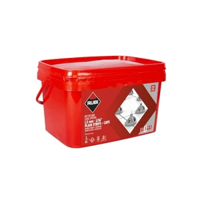 Imagen de RUBI KIT Cyclone Level System con Bridas Planas 1,5 mm Incluye: 300 y 100 Campanas Reutilizables Sistema para Facilitar Colocación Cerámicas de Gran Formato Niveladores Azulejos