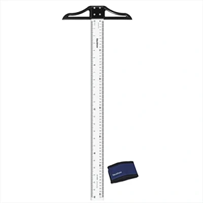 Imagen de Liquidraw Regla cuadrada en T de 60 cm, acrílico, con forma T, para dibujar, trabajos diseño general, arquitectos e ingenieros (medidas imperiales y métricas)