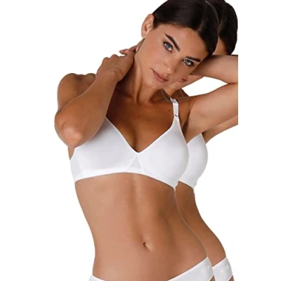 Imagen de Lovable Línea de algodón Sujetador, Opaco, Blanco, 75C(Pack 2) para Mujer