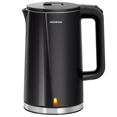 Imagen de Aigostar Aubery Hervidores de agua eléctricos Acero Inoxidable, 1,7litros, 2200W, Doble Protección Contra El Escaldado, Ebullición Rápida, sin BPA, Negro