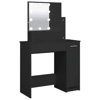 Imagen de vidaXL tocador con LED Negro 86,5x35x136 cm, Mesa tocador, de Maquillaje, Muebles vestidor, Dormitorio