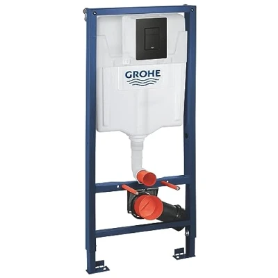 Imagen de GROHE Solido Pack 3 en 1 para WC suspendido QuickFix (bastidor 1,13 m), Negro mate 388112430