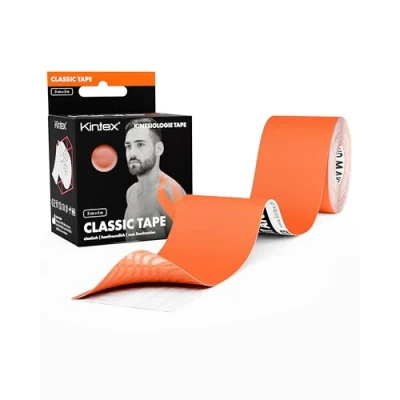 Imagen de Kintex Cinta Kinesiologica Kinesiotape Resistente al Agua y a la Piel, 5cmx5m, para Deporte, Cintas Elásticas Fisioterapia Venda Elástica Adhesiva Vendas (Naranja)