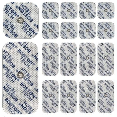 Imagen de Boston Tech 16 Electrodos Compatibles Beurer, Vitacontrol. Pads para Electroestimulador TENS EMS con Conector botón 3,5mm + Mixtos 5x5cm 5x10cm Reutilizables Óptima Adherencia No Requiere Gel