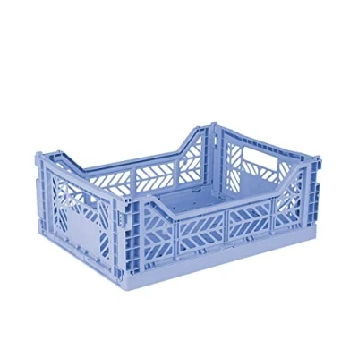 Imagen de Ay Kasa Caja plegable, estable, de plástico, apilable, color azul bebé, Midi (40 x 30 14 cm)