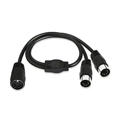 Imagen de GINTOOYUN MIDI Splitter Y Cable adaptador de 19.6 pulgadas DIN 5 pines hembra a doble macho para mezcladores MIDI, teclados, música, pianos electrónicos, etc