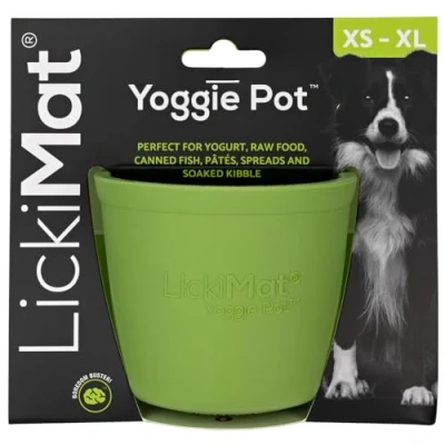 Imagen de LICKIMAT Yoggie Pot Distracción, diversión y enriquecimiento. Dispensador de golosinas goma larga duración para todos los tamaños perros alimentador lento pequeños. Lo más