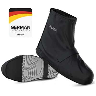 Imagen de VELMIA Cubrezapatos impermeable negro I Protección lluvia zapatos bicicleta con material reflectante y punta reforzada Cubierta para de