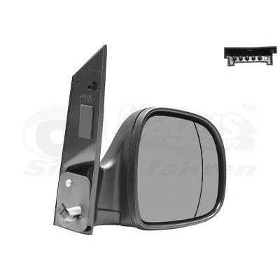 Imagen de espejo retrovisor Van Wezel 3080808 derecha negro rugoso completo, asférico, para ajuste elect. espejo, calefactable MERCEDES BENZ: Vito Mixto