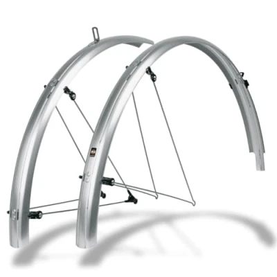 Imagen de SKS GERMANY BLUEMELS Basic 28&quot; 45MM Set Silver Juego de Guardabarros (de Robusta construcción en sándwich, Sistema Seguridad ASR, puntales V con Puentes fijos para un Ajuste Flexible), Plata