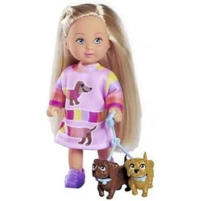 Imagen de Simba Evi Love Dogs, muñeca con Dos Lindos Perros Salchicha en la Correa, de 12 cm, a Partir 3 años