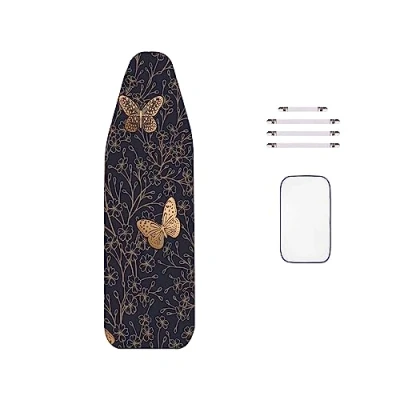 Imagen de Algodón Cubierta Tablas Planchado, Diseño Extra Grueso de 2 Capas Butterfly Pattern con Malla Aislante Y Cierres, Reemplazable Funda Tabla Planchar, para Todas Las Planchar Grandes