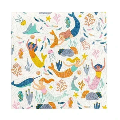 Imagen de Talking Tables servilletas de papel con temática sirena, desechables reciclables y ecológicas para fiestas cumpleaños infantiles, decoraciones bajo el mar, celebraciones o baby