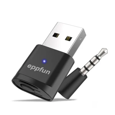 Imagen de eppfun AK3040 Plus Adaptador Bluetooth USB Dongle para PC PS5, APTX Adaptive 5.2 Audio Transmisor Auriculares Altavoz (Solo Audio)