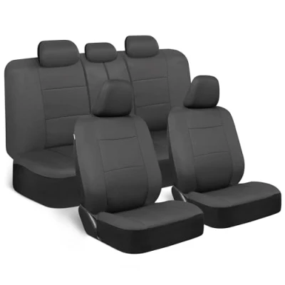 Imagen de BDK PolyPro Juego completo de fundas asiento coche en color carbón sólido, delantero y trasero dividido para coches, fácil instalar, accesorios automóviles, camiones,