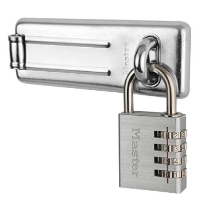 Imagen de Master Lock 7640704EURD Set de Portacandado y Candado combinación, Plateado, 40 mm
