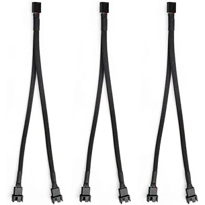 Imagen de Aypzuke Paquete de 3 cables divisores ventilador PWM 1 a 2 (4 pines + pines)