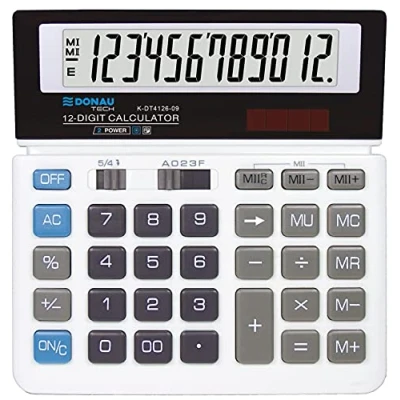 Imagen de Calculadora de sobremesa DONAU Tech/K DT4126 09 función raíz 12 dígitos/ 156x152x28mm/ Color: Blanco/calculadora con Display 5 años garantía