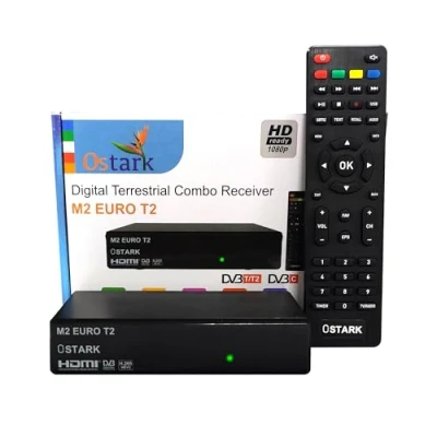 Imagen de Ostark Euro T2 Receptor Terrestre TDT TDT2 FTA DVB C, H.265 HEVC Full HD PVR, Dual USB/LNB para Dos televisiones, SCART, HDMI Coaxial