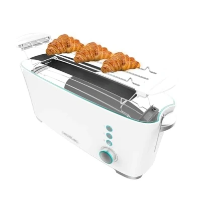 Imagen de Cecotec Tostadora de 1 Ranura Larga Toast&amp;Taste Extra W. 1000W, 2 Tostadas, XL para Panes Gruesos, Sistema Autocentrado, 7 Posiciones Tostado, Expulsión Automática, Recogemigas y Varillas