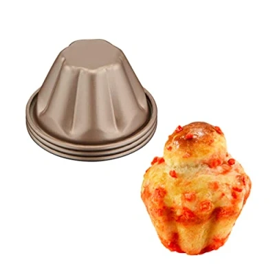 Imagen de Tefal Juego de 3 moldes para bollos, revestimiento antiadherente, fácil desmolde, extraíble y apilable, almacenamiento, molde hornear, Creabake J3089304