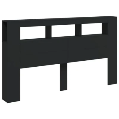 Imagen de vidaXL Cabecero con LED, Cabezal de Almacenaje, para Cama, Estantes Dormitorio, Madera Ingeniería Negro 180x18,5x103,5 cm