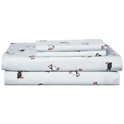 Imagen de Poppy &amp; Fritz Sábanas Queen, Juego de Cama percal algodón, crujiente y Fresco, decoración Ligera del hogar (Puffin Paradise, Queen)