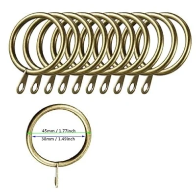 Imagen de iPEAK Paquete de 50 anillos cortina metal para colgar cortinas y barras, 38 mm diámetro interno (latón)