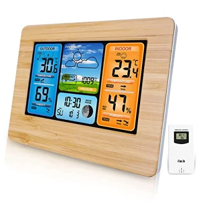 Imagen de Estación meteorológica inalámbrica Pronóstico Digital Interior Termómetro Exterior con Alerta Temperatura Humedad Barómetro Alarma Fase Lunar Clima Sensor
