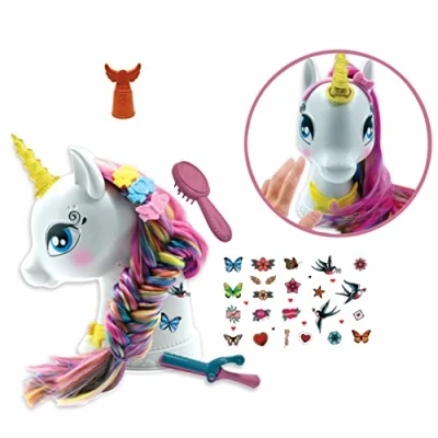 Imagen de Lexibook, Cabezal peinador Interactivo Unicornio, Cabello Largo y Sedoso, Interactivo, Música Accesorios mágicos, para niños Mayores de 3 años, Blanco/Rosa, SHUNI