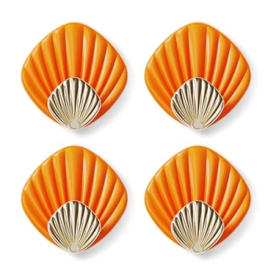 Imagen de RICOO Ganchos adhesivos para Pared HP004 O, Moderno Gancho de Colgar Toallas, Conjunto 4 Piezas, Perchas adhesivas fuertes, 6x6x2,5 cm, Estilo Elegante, Naranja