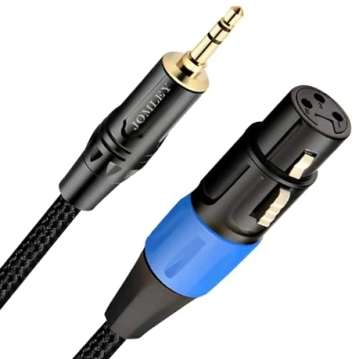 Imagen de JOMLEY XLR a 3,5mm Cable, Desequilibrado Hembra 1/8 pulgadas Mini Estéreo Jack Aux Micrófono Cable Mic Cordón para Teléfono Celular, Computadora Portátil, Altavoz, Mezclador 3 Metros