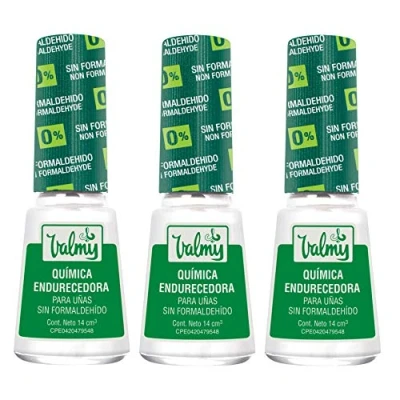 Imagen de Valmy Química Endurecedora de Uñas, Libre Formaldehído 7 Free, Tratamiento Fortalecedor y Protector 3 Unidades 14 ml, Total: 42 ml