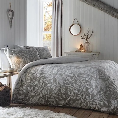 Imagen de Dreams &amp; Drapes Lodge Woodland Owls Juego de Funda edredón Forro Polar para Cama Doble, Color Salvia