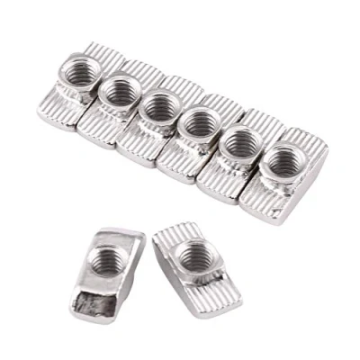 Imagen de Tuercas en T de 50 piezas, sujetador acero al carbono chapado zinc, tuerca cabeza martillo con ranura para perfiles extrusión aluminio estándar europeo(EU30 M4*15.5 * 8)