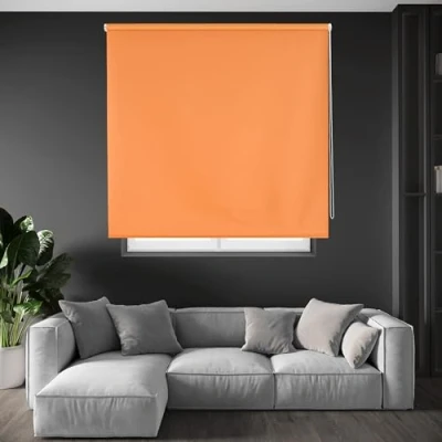 Imagen de Blindecor Draco Estor enrollable opaco liso Naranja, 120 x 230 cm (Ancho por Alto). Tamaño de la Tela 117 225 cm. Estores térmicos blackout