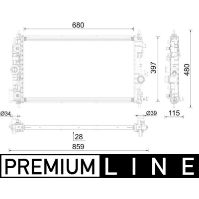 Imagen de MAHLE ORIGINAL CR 2591 000P Radiador, refrigeración del motor Aluminio 680 397 28 Aletas soldadas OPEL: Zafira C Tourer