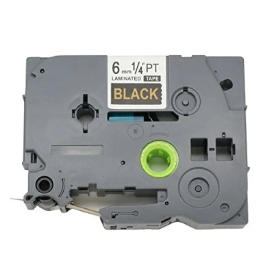 Imagen de BROVACS 1 paquete de cinta etiquetas dorada sobre negra compatible con Brother P Touch TZ 314 TZe 6 mm 1/4 pulgadas OPA1131D