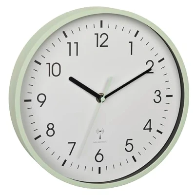 Imagen de TFA Dostmann Reloj de Pared analógico inalámbrico 60.3550.04, Alta precisión, Moderno, analógico, Cubierta Cristal, para Oficina, hogar, Regalo, 245 x 42 mm, Color Menta
