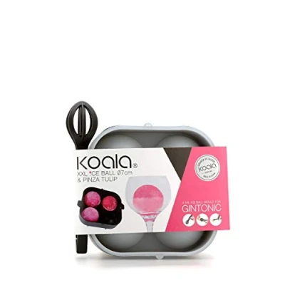Imagen de Koala Spain Set Ice Ball XXL (2 Piezas), 1 Pinza para Hielos, Cubitera con Tapa 6 Hielos Esféricos de 7 cm