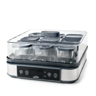 Imagen de Lacor 69439 Yogurtera de Vasos Deva, 9 Tarros Cristal Incluidos, Temperatura Ajustable, Temporizador, Apagado Automático, Incluye Recetario, 100% Libre BPA, 170ml x