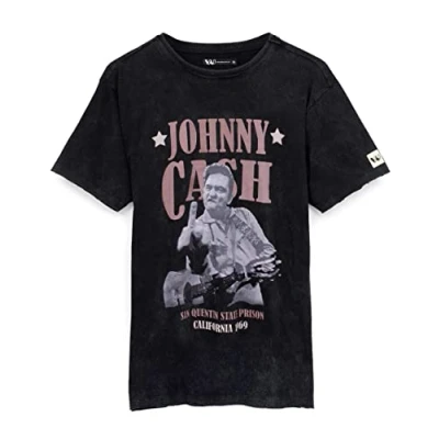 Imagen de Johnny Cash Camiseta Unisex Hombres Mujer Band Country Music Negro Top Large