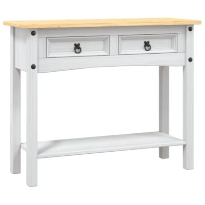 Imagen de vidaXL Mesa Consola Corona Range Pino Mexicano Mobiliario Duradera Robusta Resistente Práctica Funcional Elegante Moderna Útil Blanca 90x34.5x73cm