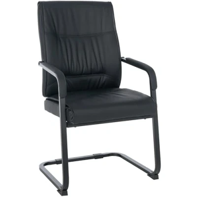 Imagen de CLP Silla De Conferencia Anubis En Polipiel I Oficina Estilo Cantiléver, con Reposabrazos &amp; Base Metálica, Color:Negro/Negro