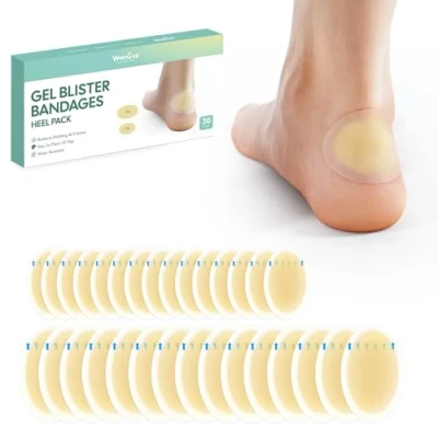 Imagen de 30 Pieces Blister Patches Heel Welnove Cushions Bandages for Heel,Toe &amp; Foot Pads Prevention Recovery Water Resistant Bandages(Heel Pack)