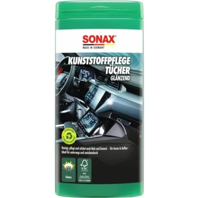 Imagen de Sonax Toallitas humedas para el Cuidado del plástico con Brillo (25 Unidades) los paños húmedos limpian, cuidan y Dan en una Sola pasada N. 04121000 057