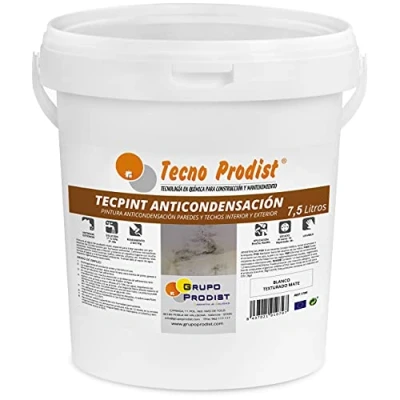 Imagen de Tecno Prodist TECPINT ANTICONDENSACIÓN (7,5 Litros) Pintura Anti condensación al Agua para Interior y Exterior Paredes Techos gran cubrición blancura Fácil Aplicación (BLANCO)